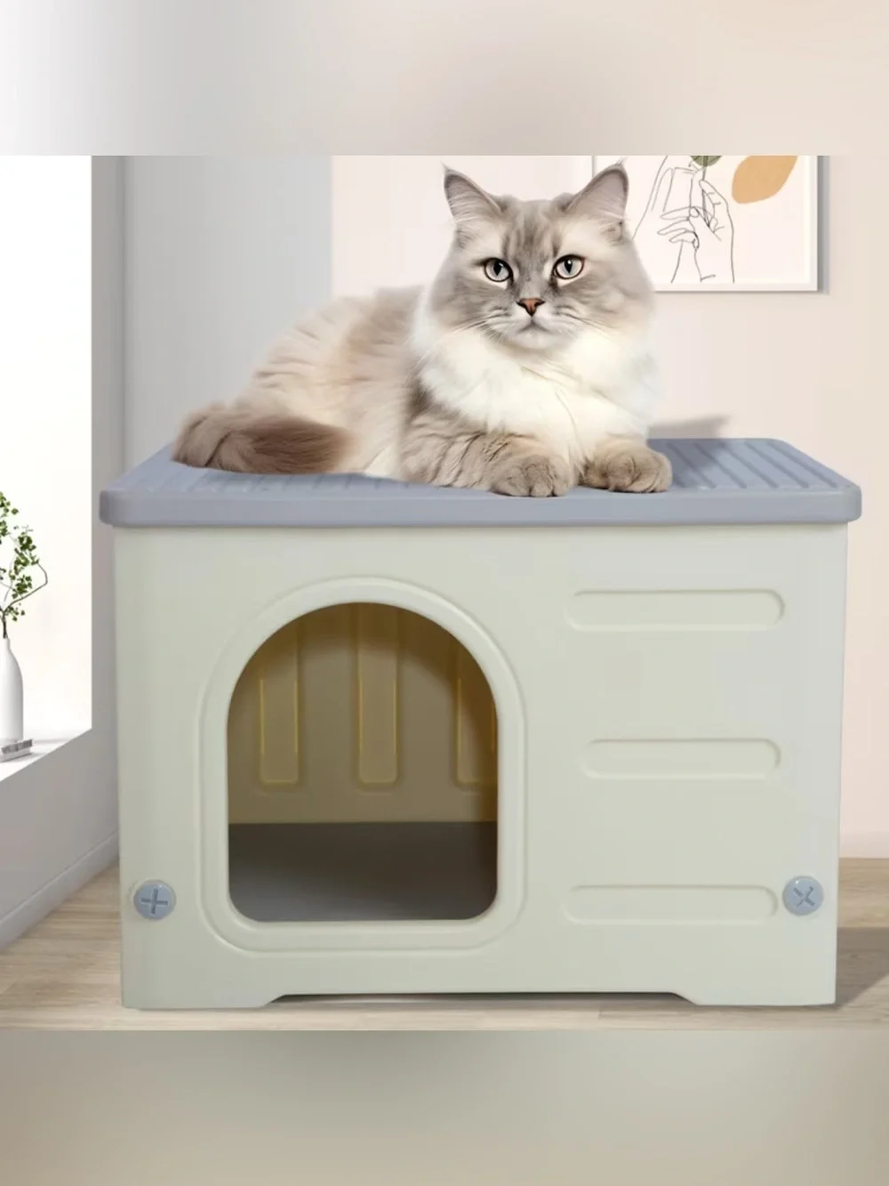 Modular Cream Cat Bed House - Cozy Indoor Hideaway